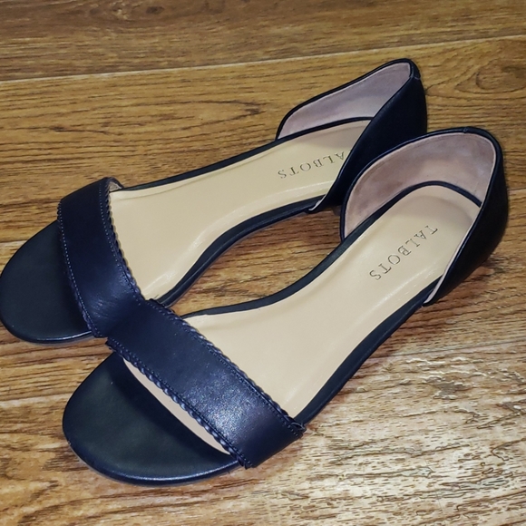Talbots Shoes - Navy Blue open toe D'orsay Talbots flats